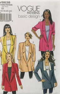 NEW & VINTAGE 2010 VOGUE BASIC DESIGN BLOUSE SEWING PATTERN V8638 14-22 - Picture 1 of 2