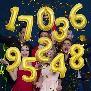 65 Inch Giant gold Foil Number BalloonOld Children's Birthday Party Helium Ba... - Picture 1 of 7