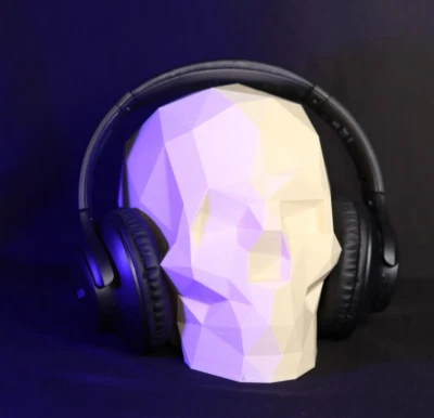 Soporte para auriculares con calavera de polietileno bajo organizador de escritorio geek soporte único para auriculares Foto 1 de 4