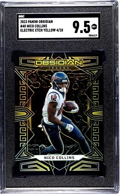 2023 Panini Obsidian Nico Collins Electric Etch Yellow /10 SGC 9.5 - Image 1 of 2