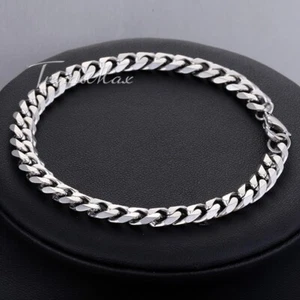 10/11inch Silver Curb Cuban Link Anklet Bracelet Stainless Steel Chain 3/5/7mm  - Picture 1 of 11