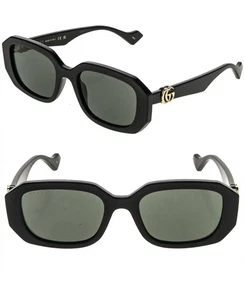 GUCCI Black 1535 Geometric Gold Logo Gg1535S Runway Sunglasses 001 Authentic - Bild 1 von 11