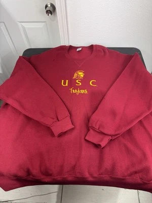 Vintage 90s NCAA Mens USC Trojans Red Crewneck Sweatshirt Size 6X USA - Image 1 of 4