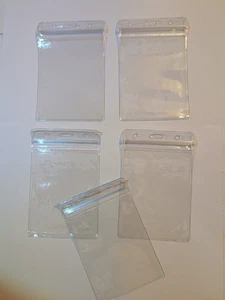 5 PCS Vertical Clear Plastic ID Card Badge Holder Waterproof 3.25"X4" - Picture 1 of 5