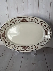 Vintage Syracuse China Oval Serving Plate Red Scroll & Floral Flowers USA 10” - Picture 1 of 6