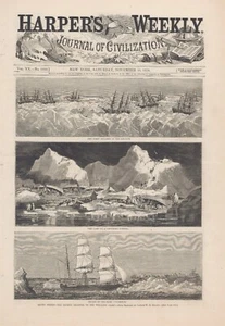 1876 Harper's Weekly: "ARTIC PERILS - THE RECENT DISASTER TO THE WHALING FLEET" - Picture 1 of 1