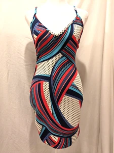 Boohoo Womens Cami/Sheath Shapely and Strapy Abstract Colorful Dress Sz: 4 Artsy - Picture 1 of 18