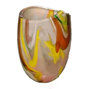 Kunstglas Vase Wirbelbänder oval MCM Kaminsims Herzstück - Bild 1 von 20