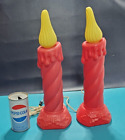 2 VTG 1960's 16" Beco Twist Holly Berry Candles Christmas Blow Mold Tabletop