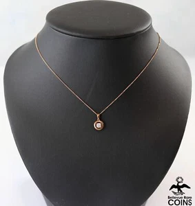 10k Rose Gold ~0.08 CTW Diamond Pendant 16" Choker Necklace - Picture 1 of 7