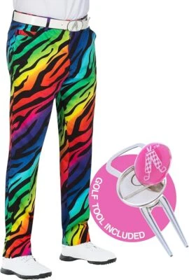 ROYAL & AWESOME Royal and Awesome Men`s Golf Pants Wild Ones Animal Print Golf Pants 30 - 44