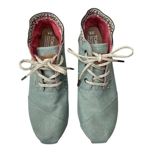 Tom's 391113 Natural Blue Fabric High Tops Lightweight Women's Size 8 M - Picture 1 of 9