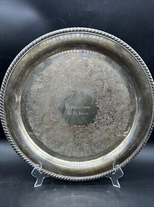 WM Rogers Silver Plated Serving Tray 15” Platter 272 Scroll Phi Mu Sorority UofU - Picture 1 of 9