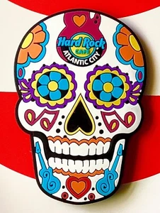 2019 HARD ROCK CAFE ATLANTIC CITY MAGNET 3D SUGAR SKULL - Picture 1 of 2