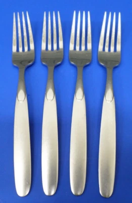 4 - Oneida PARADOX Frosted w/ Glossy Stainless USA Flatware 7 5/8" DINNER FORKS - Image 1 of 4