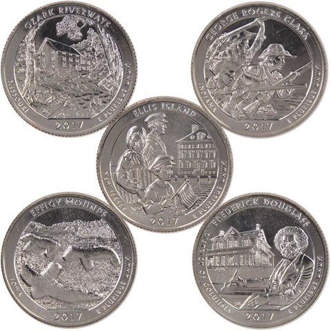 2017 S National Park Quarter 5 Coin Set Uncirculated Mint State Clad 25c Cover