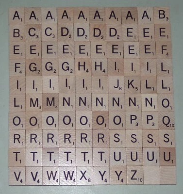 100 Wooden Genuine Scrabble Letters Tiles 1999 Complete Set Arts Crafts Jewelry - Image 1 of 4