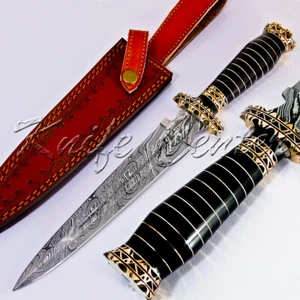 Lot of 2 CUSTOM HAND MADE DAMASCUS STEEL HUNTING DAGGER KNIFE RESIN SPACER'S - Picture 1 of 12