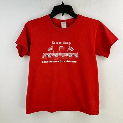 Gildan Tshirt Kids Small Red Cotton Arizona London Bridge Graphic Print - Image 1 of 4