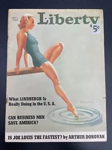 GGA Cover! Liberty Magazine July 1 1939 Charles Lindbergh Joe Louis McCoy Art - Picture 1 of 13