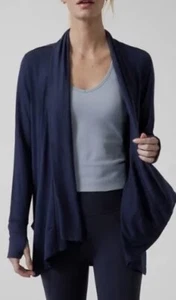 ATHLETA Cozy Soft Pranayama Wrap Navy Blue Cardigan Medium Large - Picture 1 of 11