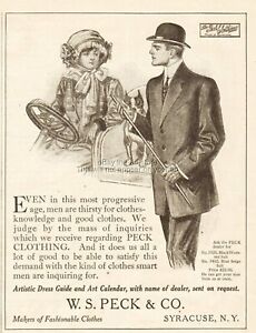 1910 W S Peck & Co Syracuse New York Boston Terrier Dog Art publicité vêtements vintage