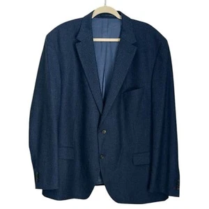 Pierre Cardin Men’s Houndstooth 2 Button Double vent Wool Blazer Blue Size 56L - Picture 1 of 15