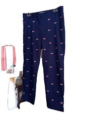 VINEYARD VINES Women's Pink Embroidered Whale Blue Cotton Chino Capri Pants sz 4