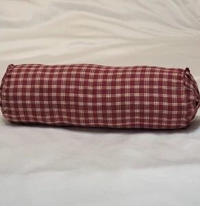 Decorative Tube Pillow, Marron Plaid Cotton 18" Long X 6" wide include filling. - Picture 1 of 4