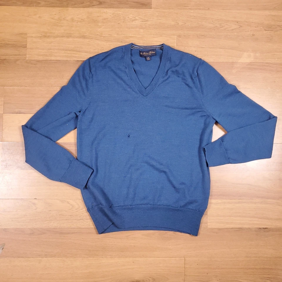 Brooks Brothers Blue Medium Merino Wool V neck Long Sleeve - Image 1 of 4