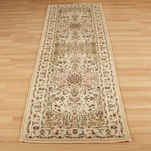 Alfombras Corredor Crema Beige Tradicional Clásico Oriental Alta Calidad 100% Lana - Imagen 1 de 4