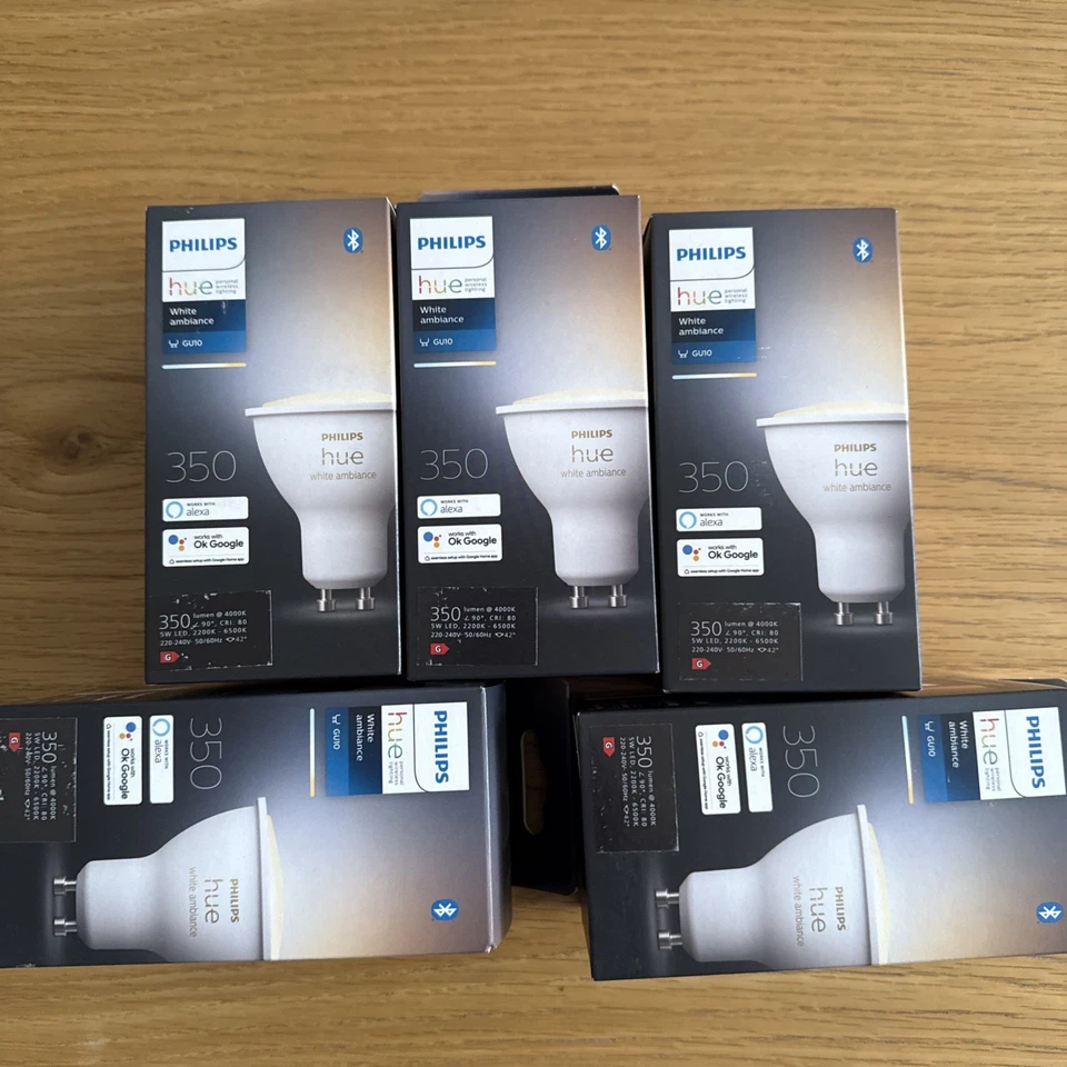 PHILIPS HUE White Ambiance Smart LED Spotlight  GU10 -350 Lumen Bluetooth x5 - Image 1 of 1