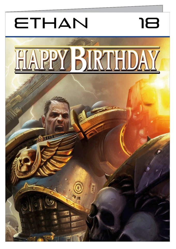 Warhammer 40.000 Space Marine Personalised Birthday Card (A5) - Image 1 of 1