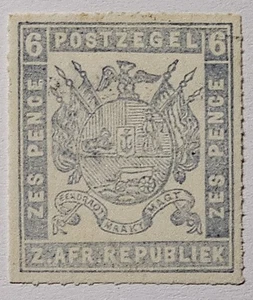 TRANSVAAL SCARCE 1870 6d Pale Ultramarine Roul No Gum (€220 with Gum). SG5a - Picture 1 of 3