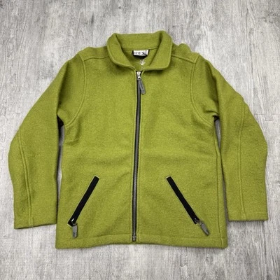 IBEX OUTDOORS WOMENS M MERINO BOILED WOOL FULL ZIP COLLARED JACKET SWEATER GREEN - Image 1 of 4