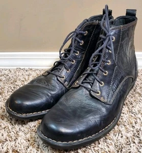 Women's Clarks Black Leather Zip Up Combat Boots Sz 12 - Picture 1 of 9