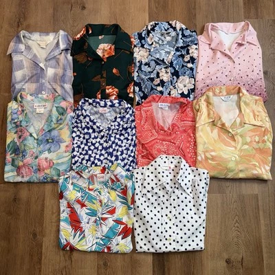 Lote De 10 Camisas De Colección Para Mujer Años 60 70 Años 80 Abstracto Floral Disco Hippy Poliéster Foto 1 de 4
