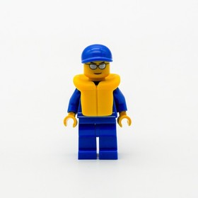LEGO City Octan Speed Boat Driver Minifig Yellow Life Jacket Blue Cap oct056