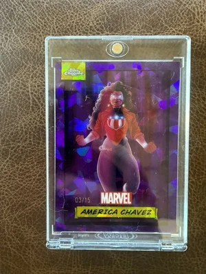 America Chavez 2024 Topps Chrome Marvel Sapphire #66 /15 Purple - Image 1 of 2