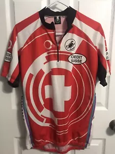 Castelli Mens Red Credit Suisse Cycling Jersey SS  1/4 Zip 2XL / XXL  AS IS READ - Picture 1 of 9
