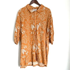 COLUMBIA Para Hombre XL Naranja Blanco Patrón Mangas Cortas Hawaiana con Botones F6 - Imagen 1 de 5
