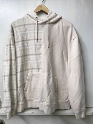 Topman by Topshop Men's Pullover Textured Panels Beige Hoodie Sweatshirt  Size M — 第 1/3 张图片
