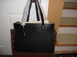 NEW Tory Burch Thea Large Black Pebbled  Leather Tote Bag$528.00.100% AUTHENTIC