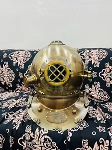 Full Size Antique US Navy Brass Divers Diving Helmet Mark V Deep Sea Scuba Gift - Picture 1 of 4