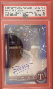 2022 Bowman Chrome Danyer Cueva Prospect Blue Raywave Refractor Auto /150 PSA 10 - Picture 1 of 2