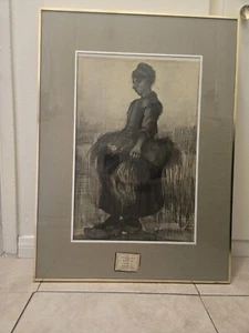 Turner Wall Accessory Art Print Van Gogh Peasant Woman Carrying Wheat Framed - Picture 1 of 5