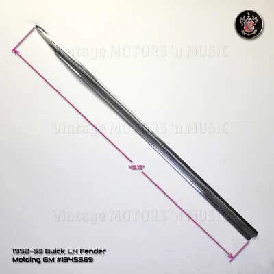 Buick Roadmaster LH 1952-1953 guardabarros delantero moldeado de acero inoxidable 45,13" GM #1345569 Foto 1 de 4