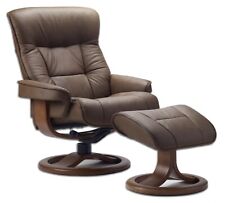 Fjords Bergen Large Recliner Comfort Chair - Havana Leather - Walnut Wood Stain