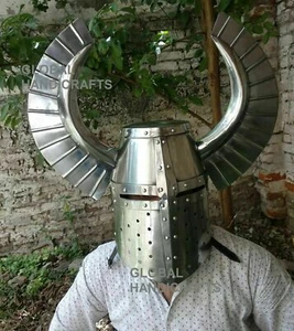 Medieval Templar Fantasy Warrior Helmet SCA LARP Knight Helmet 18 Gauge Steel - Picture 1 of 5
