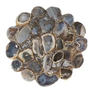 Dark Gray Agate Stone Coffee Table Top Resin Corner Table for Balcony Area Decor - Picture 1 of 4